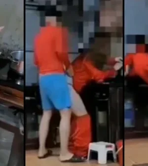 Vợ đang nấu mỳ tôm mà cũng không yên với ông chồng nứng cặc
