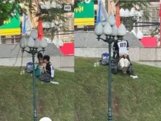 Quay lén cặp đôi học sinh Bắc Ninh public nhau ở Công Viên